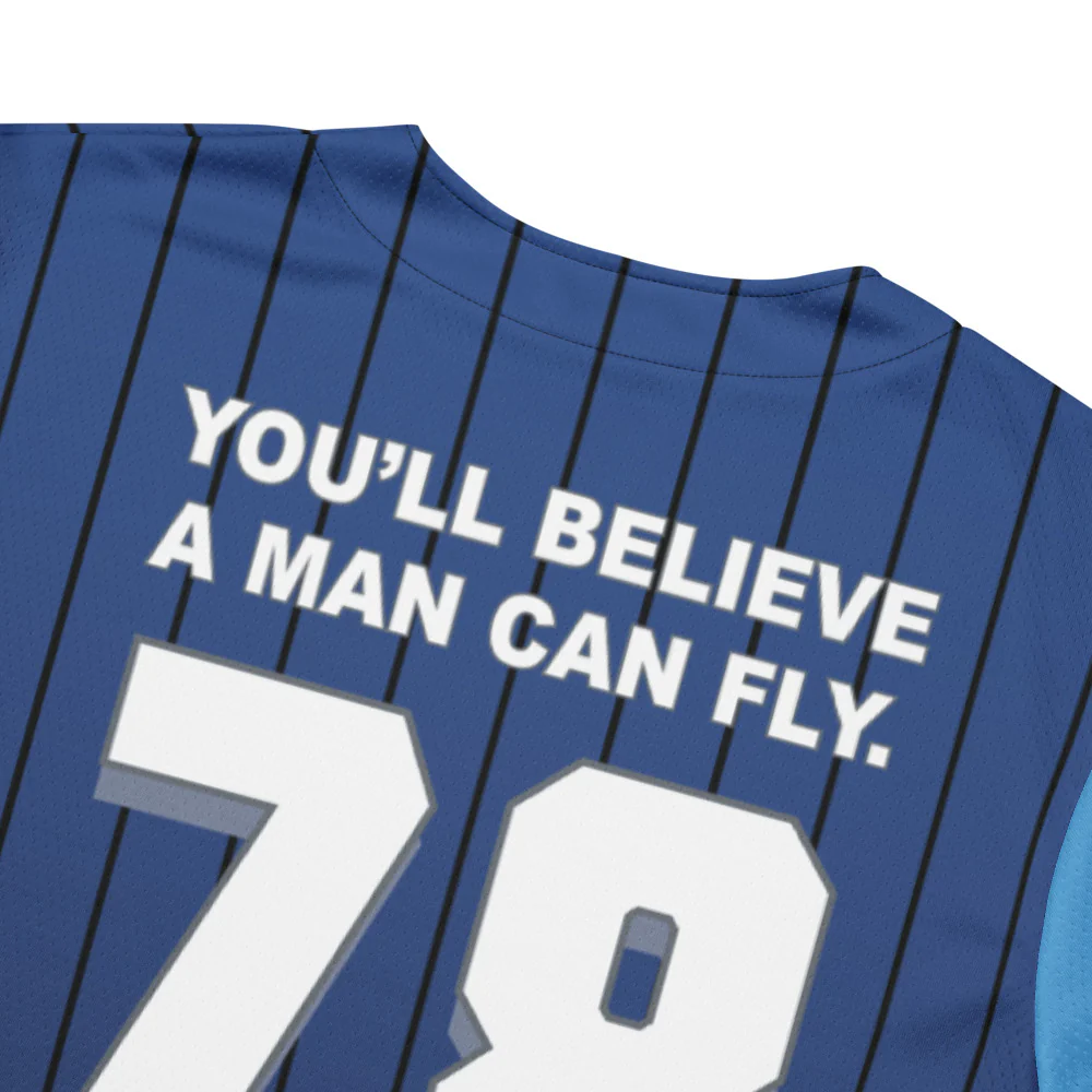 SUPERMAN: THE MOVIE You'll Believe a Man Can Fly Baseball Jersey - Image 3